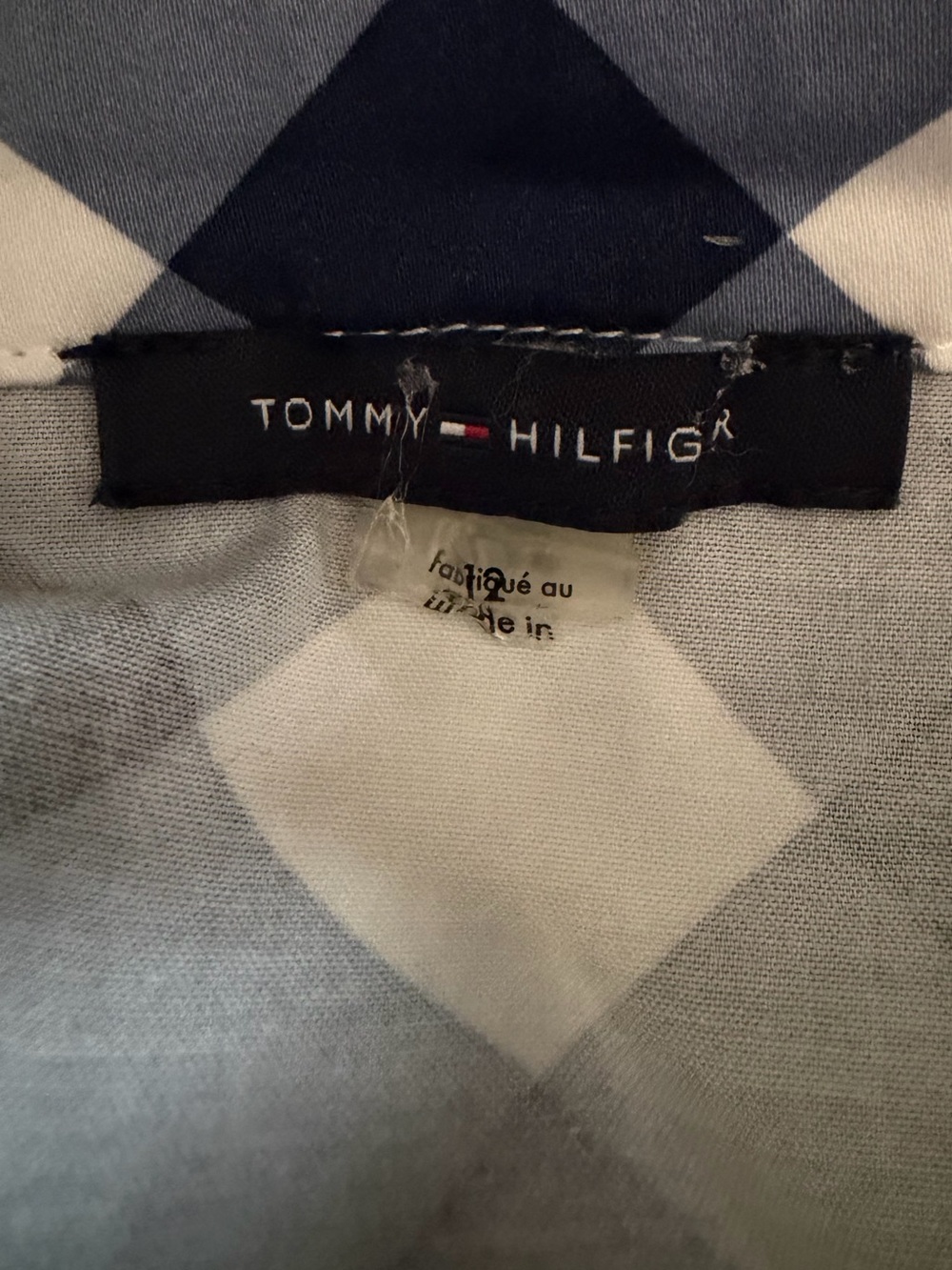 EUC Tommy Hilfiger Blue White Plaid Gingham Sundress Ruffle Hem Size 12 - Picture 10 of 10